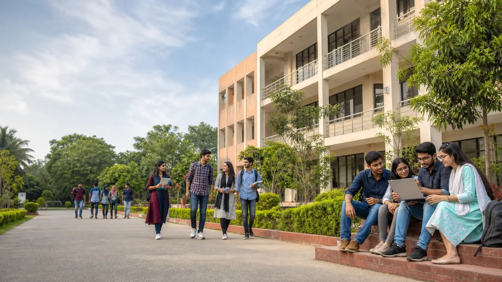 Best college in Khulna - KACST campus with students learning together